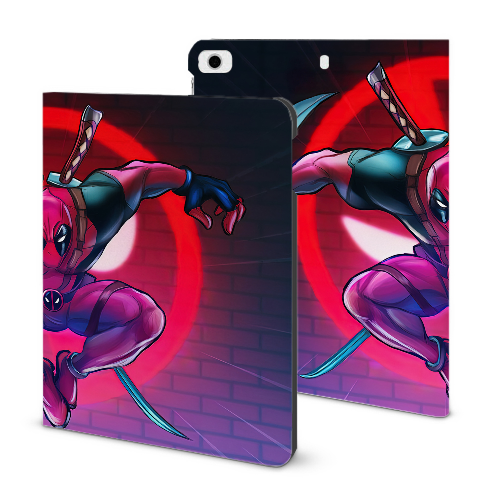 （画像用） Deadpool デッドプール IPad ケース ブック型 PUレザー TPU 耐衝撃 軽量 薄型 ペン収納なし 全面保護 IPad 各モデル対応
